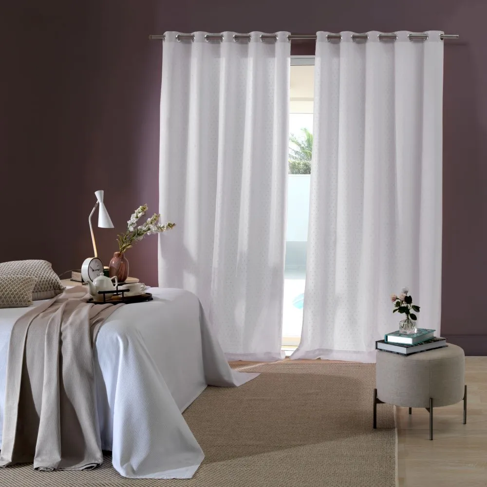 Cortina Duplex Poá 3,00x1,70m – Branco