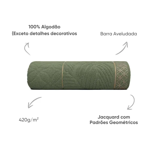 Jogo de Toalhas 2 Peças Appel Home Nativa – 100% Algodão – Verde Bandeira, foto 3