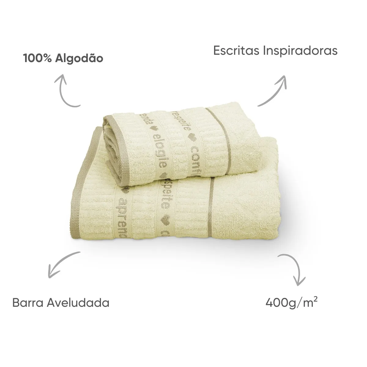 Jogo de Toalhas 2 Peças Eternity Appel Home – Barra Aveludada – Nude, foto 3