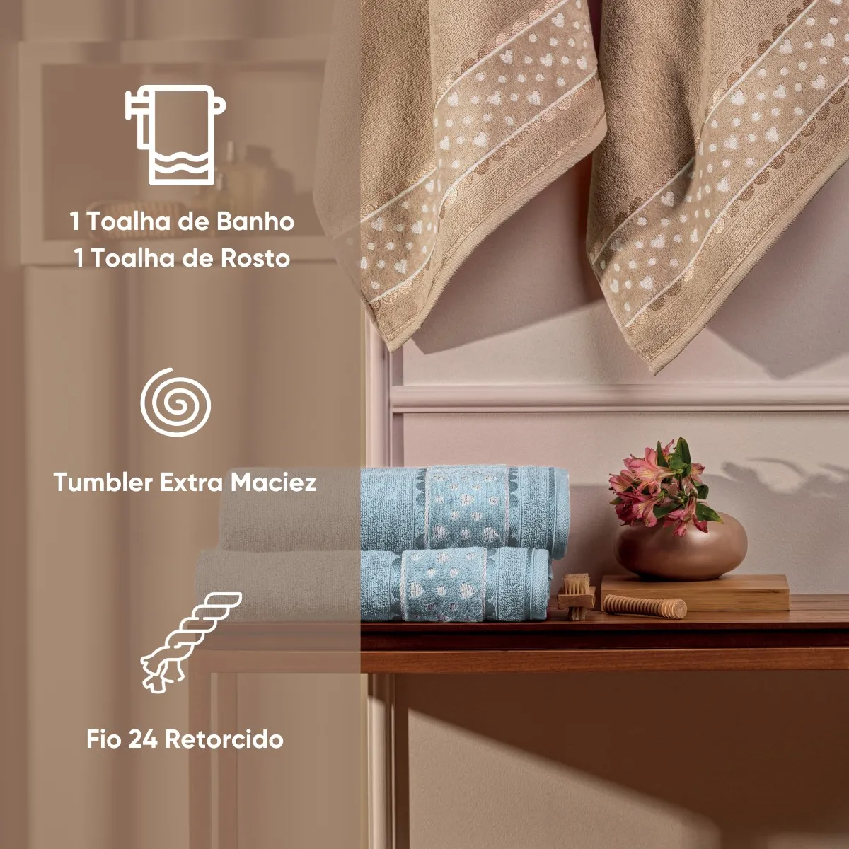 Toalha de Banho Charme Appel Home – 100% Algodão – Azul Recanto, foto 2