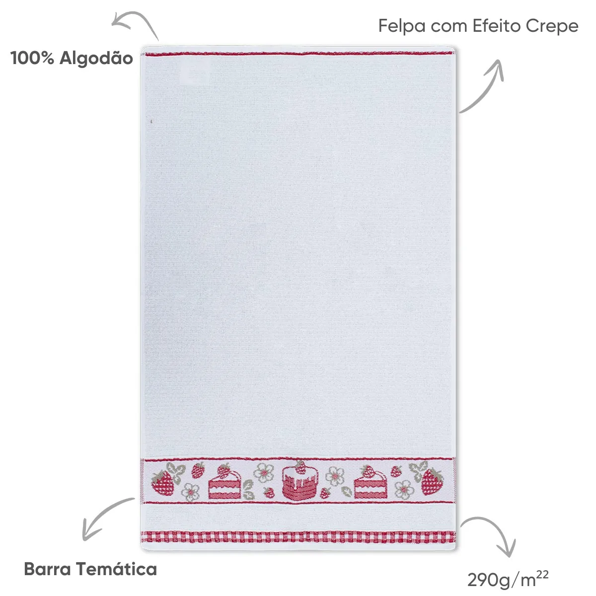 Pano de Prato Felpudo Gourmet Appel Home – Jacquard 100% Algodão – Bolo, foto 3
