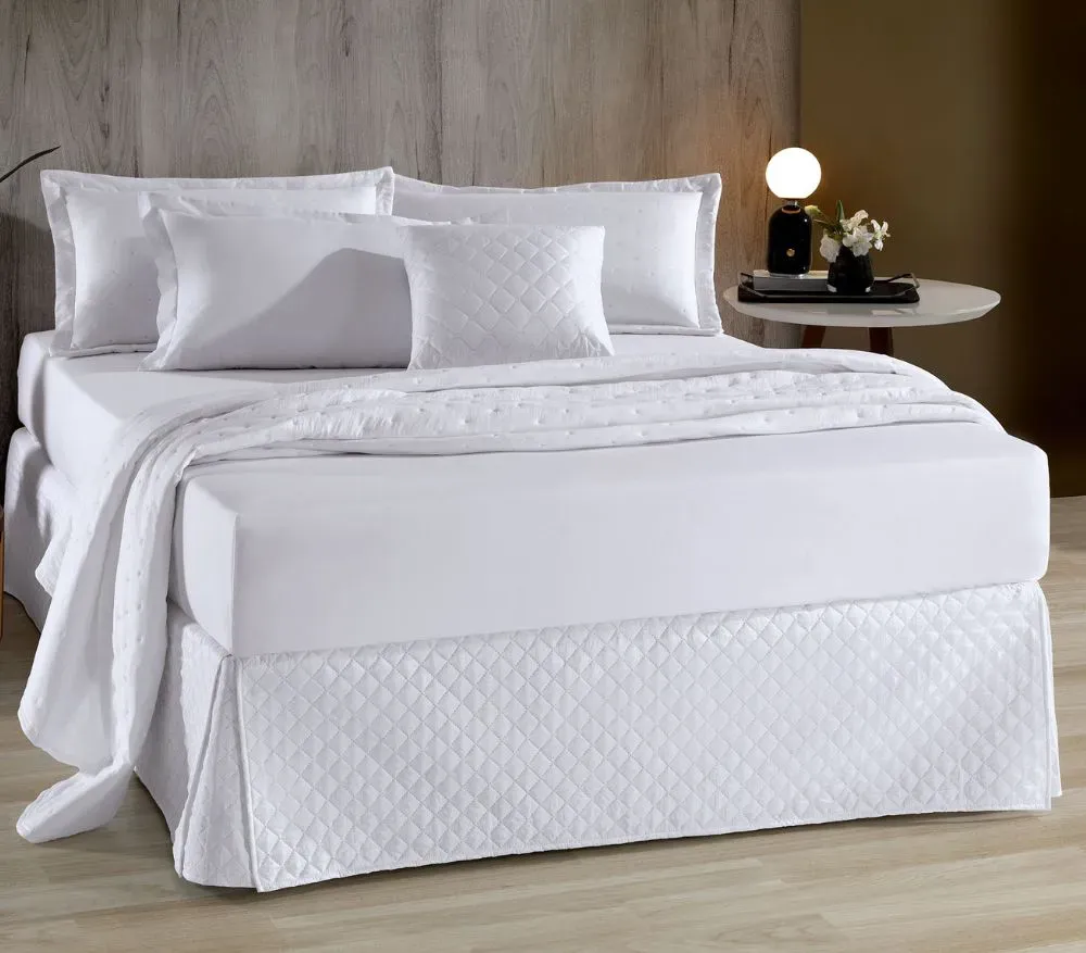 Saia Box Queen Matelassada Hedrons Perfect Fit – Branca