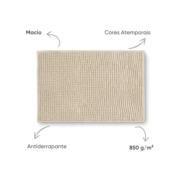 Tapete Antiderrapante Banheiro Popcorn Appel Home Microfibra 40cm x 60cm – Natural, foto 4