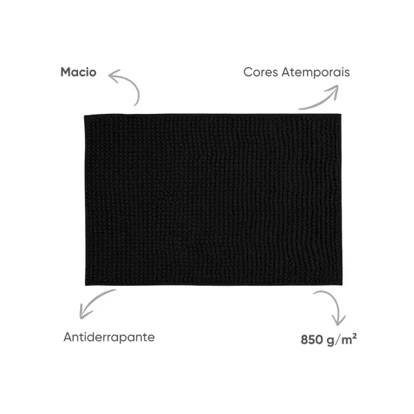 Tapete Antiderrapante Banheiro Popcorn Appel Home Microfibra 40cm x 60cm – Preto, foto 4