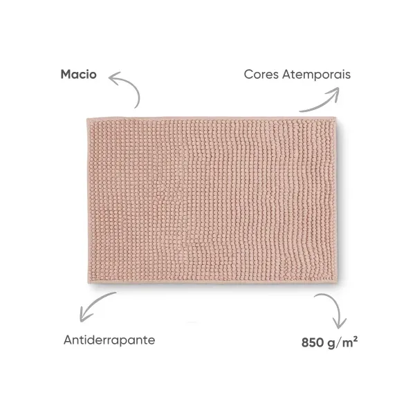 Tapete Antiderrapante Banheiro Popcorn Appel Home Microfibra 40cm x 60cm – Rosa Pele, foto 3