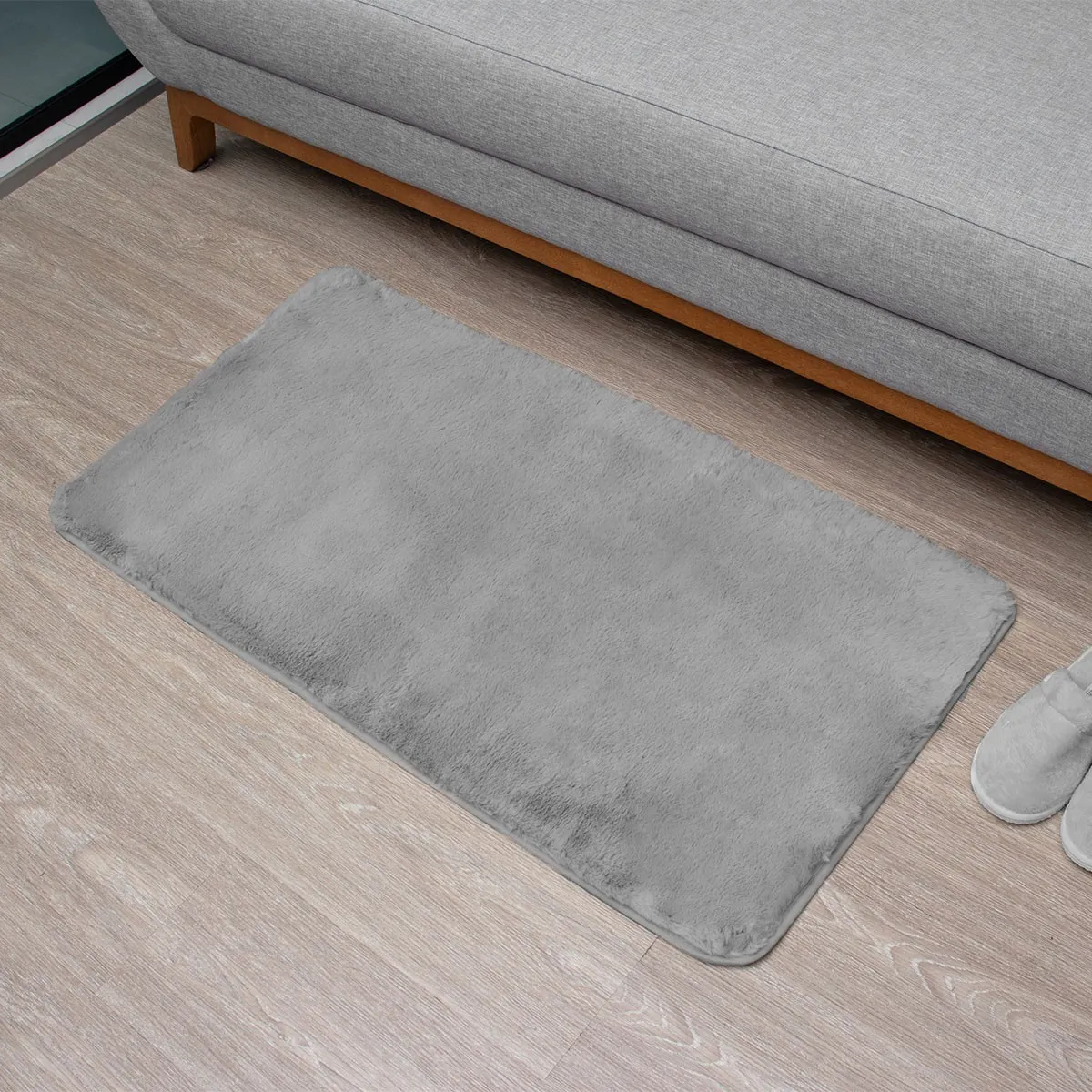 Tapete Antiderrapante Fluffy Appel Home – Toque Pele de Coelho – 50×70 cm – Cinza Nuvem