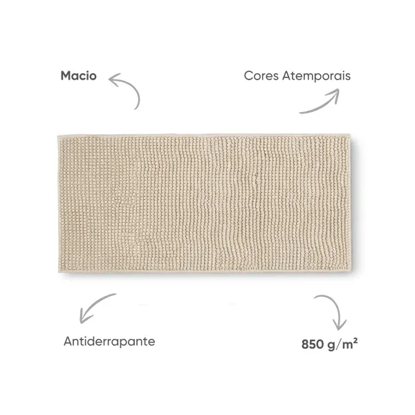 Tapete Passadeira Antiderrapante Banheiro Popcorn Appel Home Microfibra 50cm x 100cm – Natural, foto 4