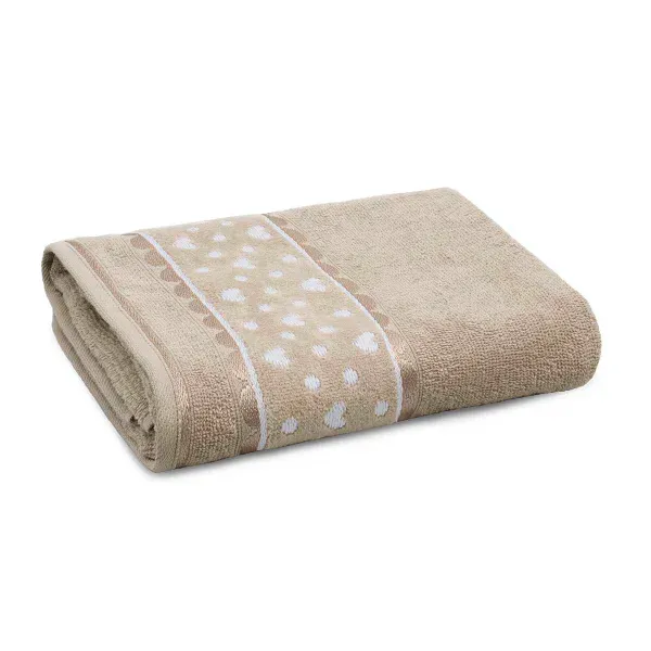 Toalha de Banho Appel Home Charme Barra Jacquard Aveludada – 100% Algodão 68cm x 1,35m – Camurça