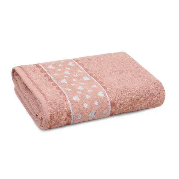 Toalha de Banho Appel Home Charme Barra Jacquard Aveludada – 100% Algodão 68cm x 1,35m – Rosê Misty