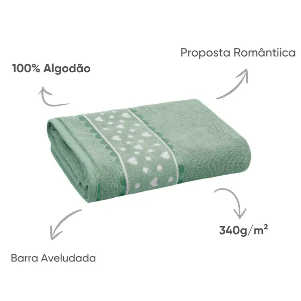 Toalha de Banho Appel Home Charme Barra Jacquard Aveludada – 100% Algodão 68cm x 1,35m – Verde Campestre, foto 3