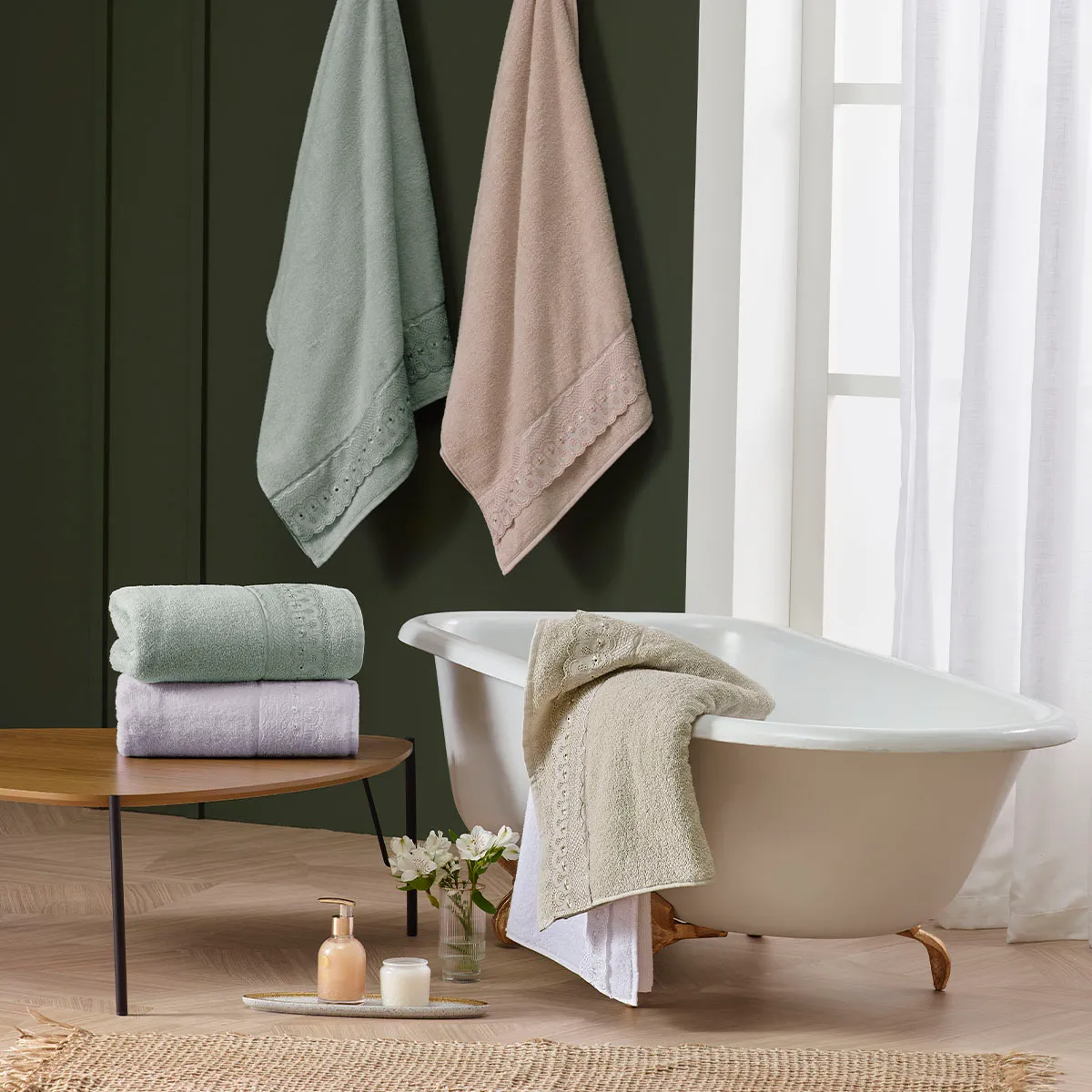 Toalha de Banho Bordado Inglês Bordare Appel Home – 100% Algodão – Bege Glacê, foto 2