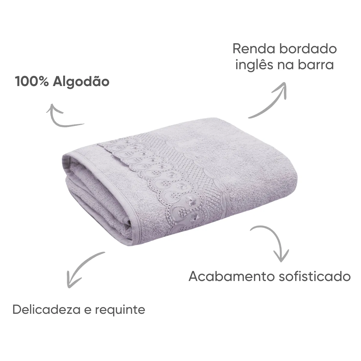 Toalha de Banho Bordado Inglês Bordare Appel Home – 100% Algodão – Lavanda, foto 3
