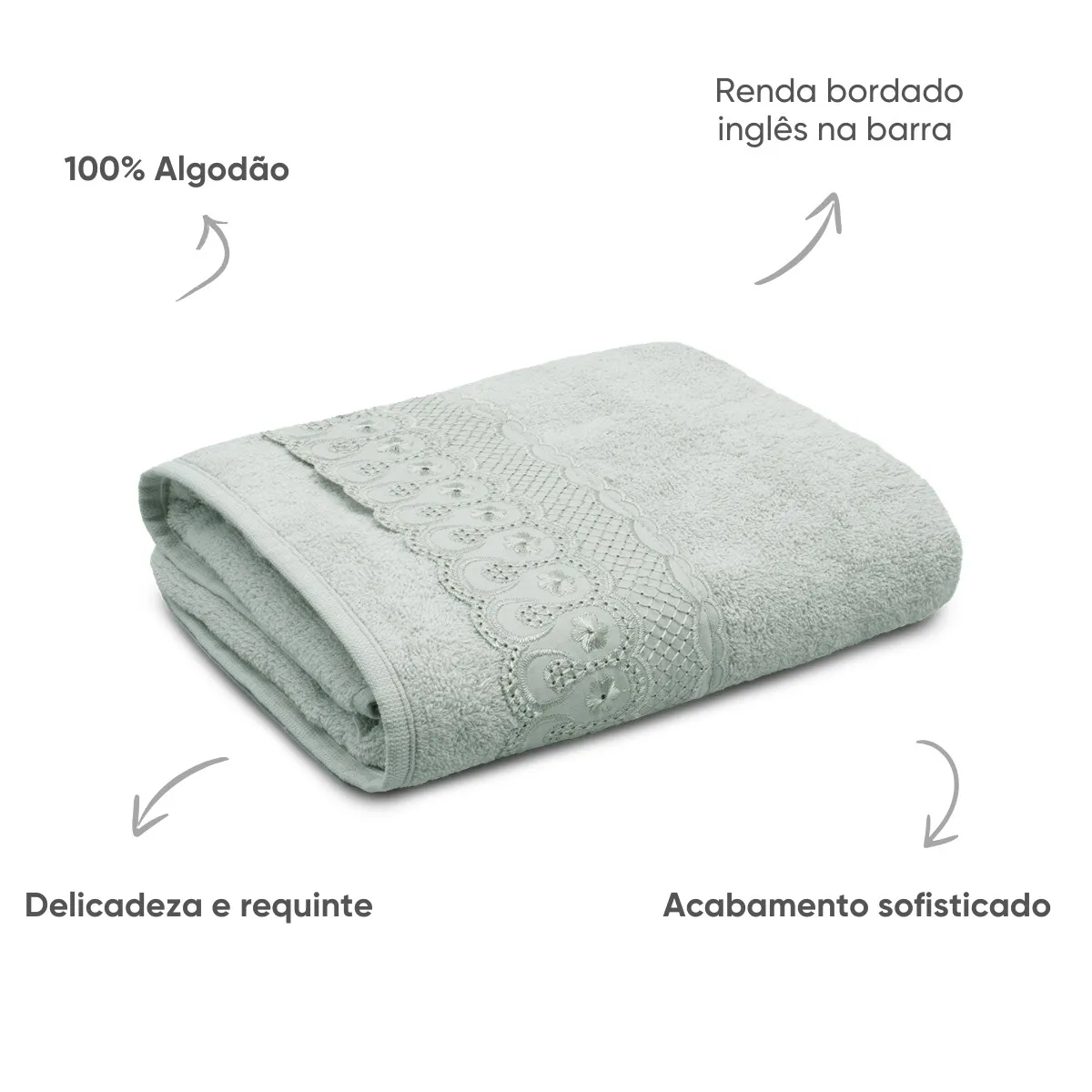 Toalha de Banho Bordado Inglês Bordare Appel Home – 100% Algodão – Verde Ice, foto 3