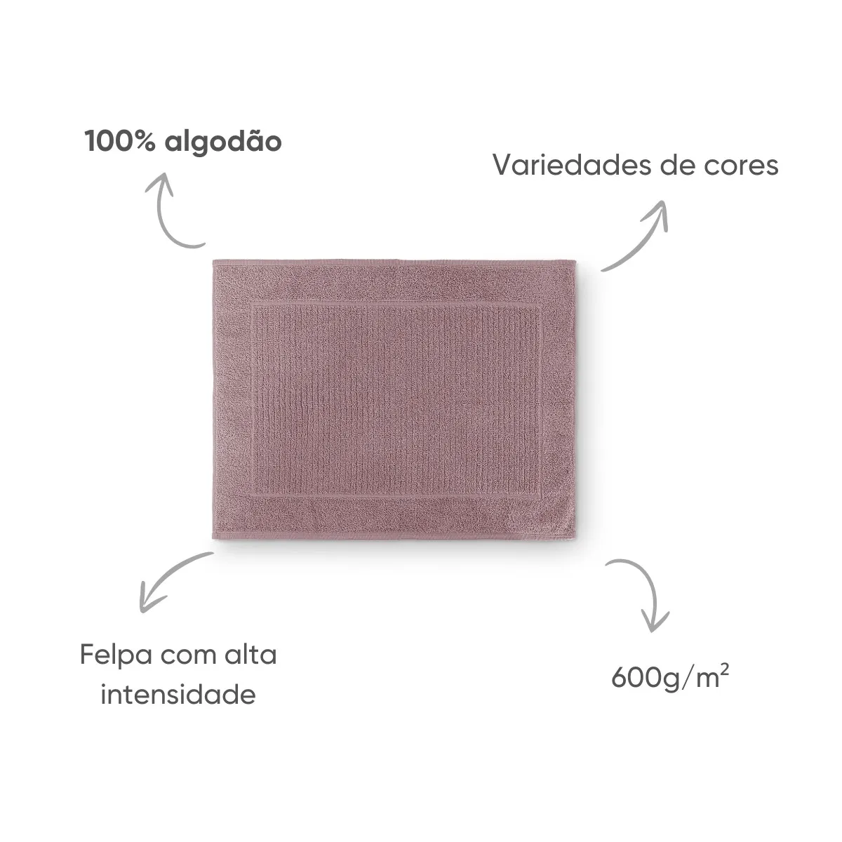 Toalha de Piso para Banheiro Loft Appel Home – 100% Algodão – 600g/m² – Orquídea1, foto 3