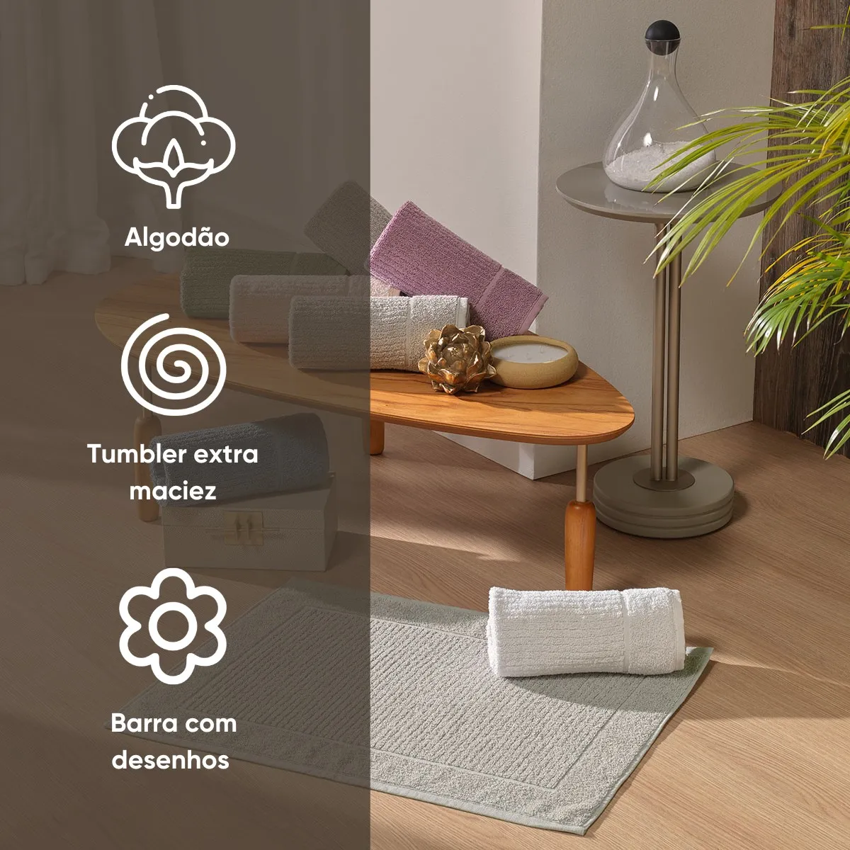 Toalha de Piso para Banheiro Loft Appel Home – 100% Algodão – 600g/m² – Prata, foto 4