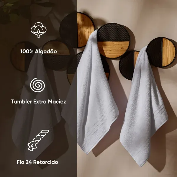 Toalha de Rosto Appel Home Blank Felpuda Extra Macia – 100% Algodão 45cm x 68cm – Branco, foto 2