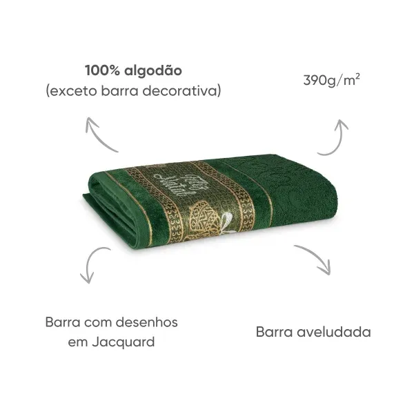 Toalha de Rosto Appel Home Natalina Barra Jacquard – 91% Algodão 45cm x 68cm – Natal Verde, foto 3