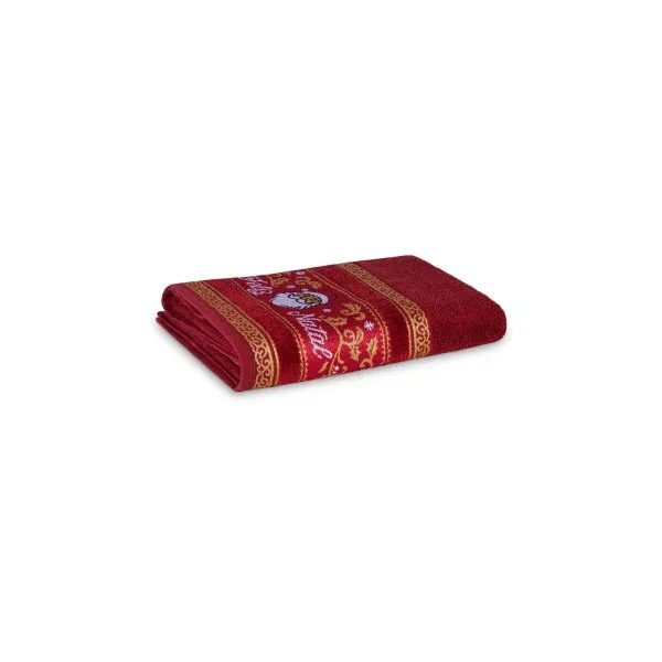 Toalha de Rosto Appel Home Natalina Barra Jacquard – 91% Algodão 45cm x 68cm – Noel Bordô