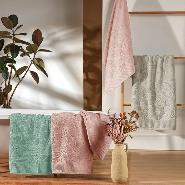 Toalha de Rosto Aveludada Appel Home Velvet Flower – 100% Algodão 50cm x 75cm – Rosa Antigo, foto 2