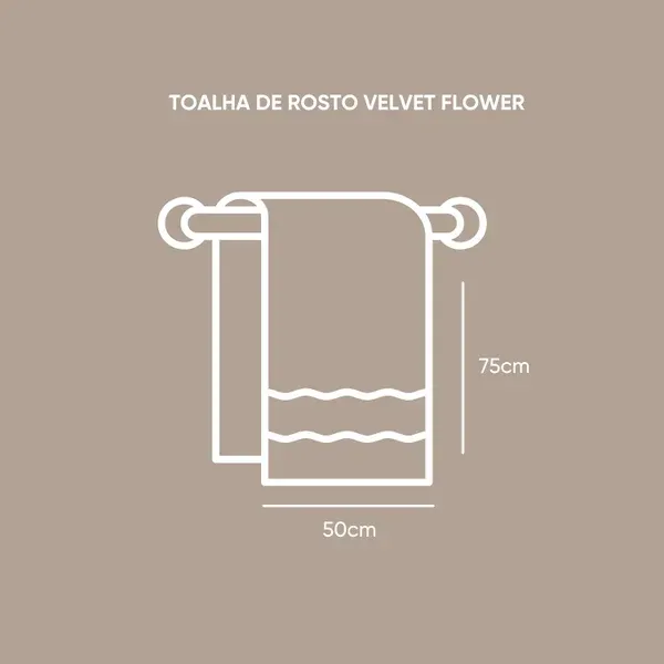 Toalha de Rosto Aveludada Appel Home Velvet Flower – 100% Algodão 50cm x 75cm – Trufa, foto 4