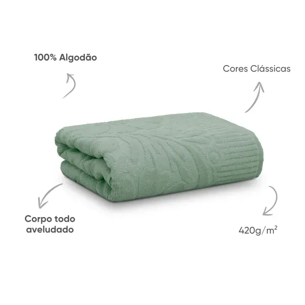 Toalha de Rosto Aveludada Appel Home Velvet Flower – 100% Algodão 50cm x 75cm – Verde Campestre, foto 4