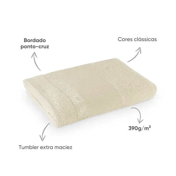 Toalha de Rosto Para Bordar Appel Home Ateliê Barra Etamine – 100% Algodão 45cm x 68cm – Linho, foto 3