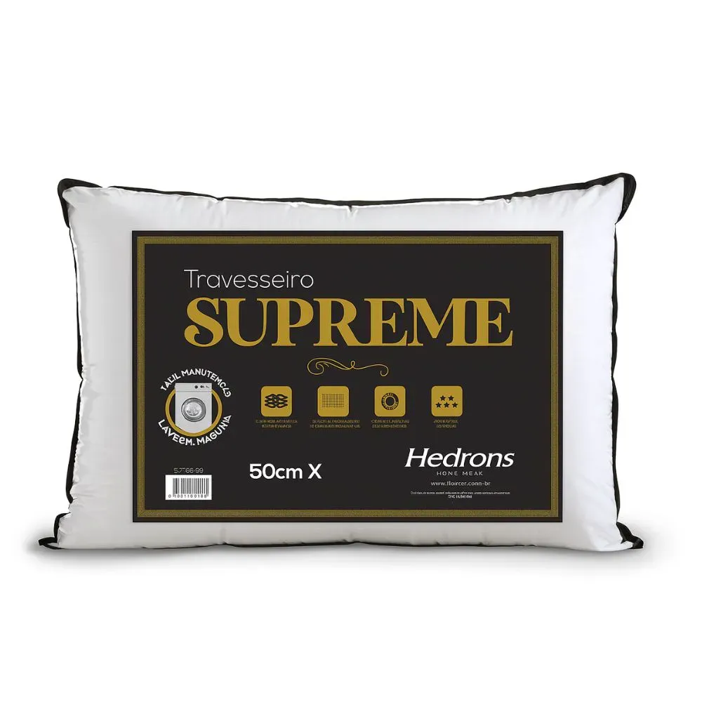 Travesseiro Supreme Matelassado Tecido Duplo – 50cm x 70cm – Branco, foto 4